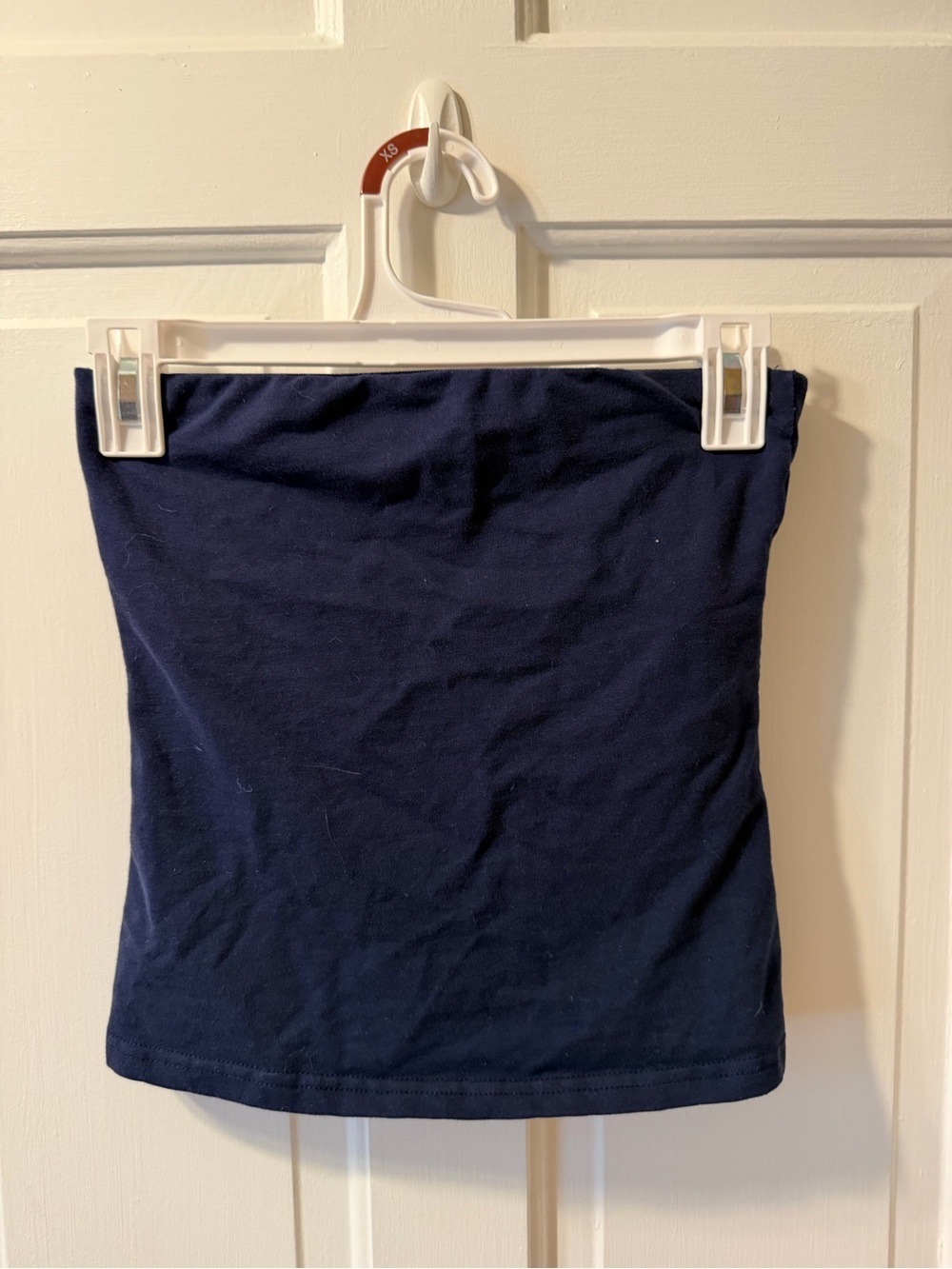 Edikted Navy Blue Strapless Crop Top